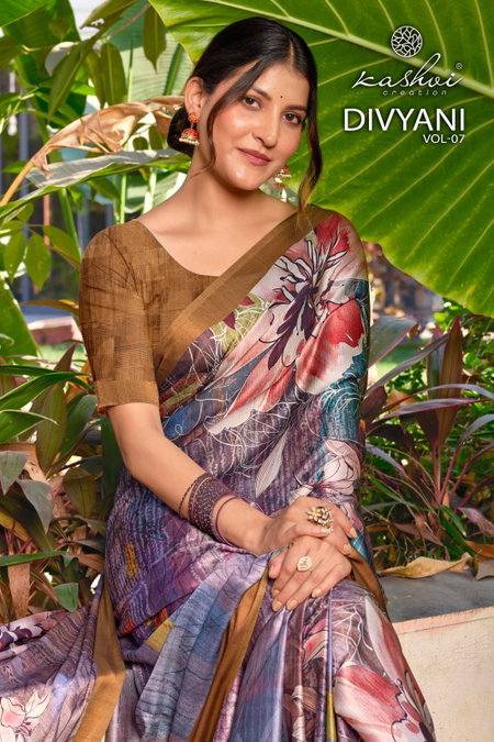 Divyani Vol 7 By Kashvi Stain Printed Best Saree Wholesale Shop In Surat
